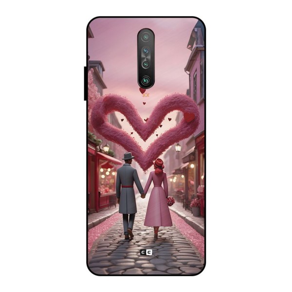 Valetines Couple Walking Metal Back Case for Poco X2