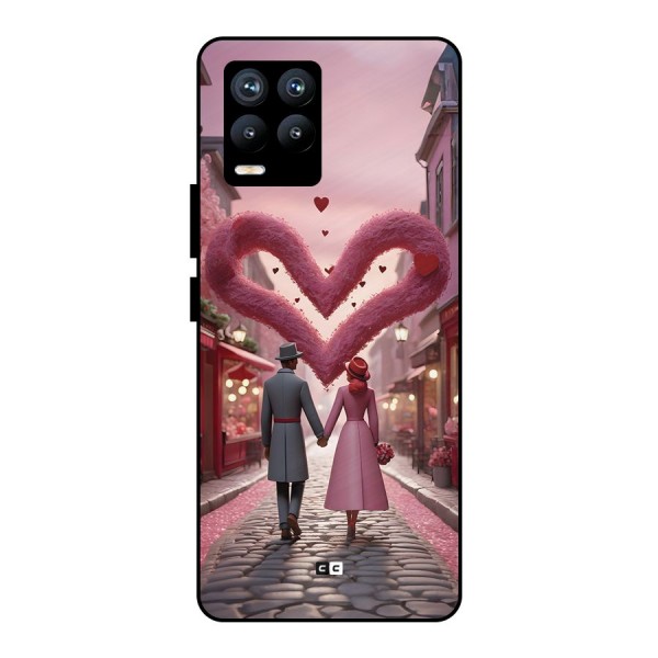 Valetines Couple Walking Metal Back Case for Realme 8 Pro