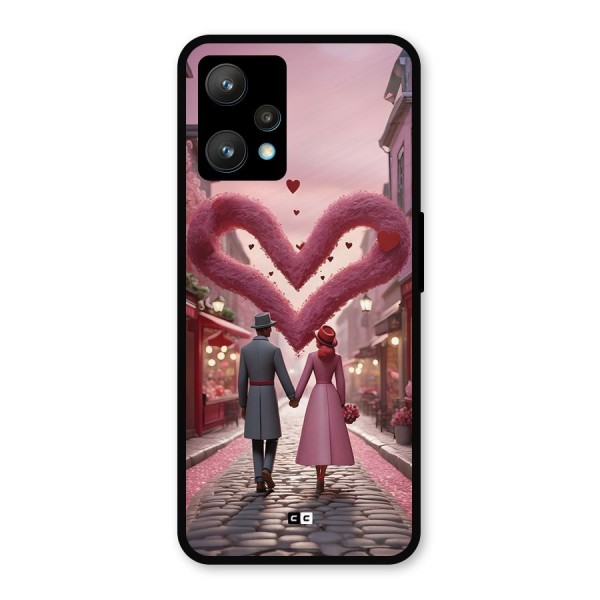 Valetines Couple Walking Metal Back Case for Realme 9