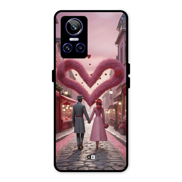 Valetines Couple Walking Metal Back Case for Realme GT Neo 3