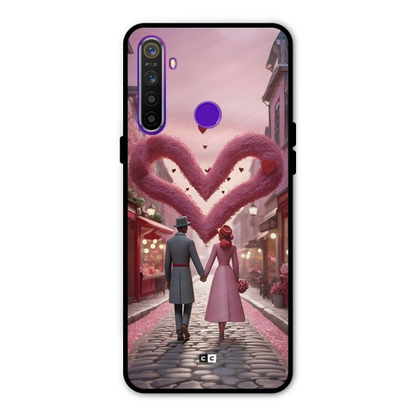 Valetines Couple Walking Metal Back Case for Realme Narzo 10