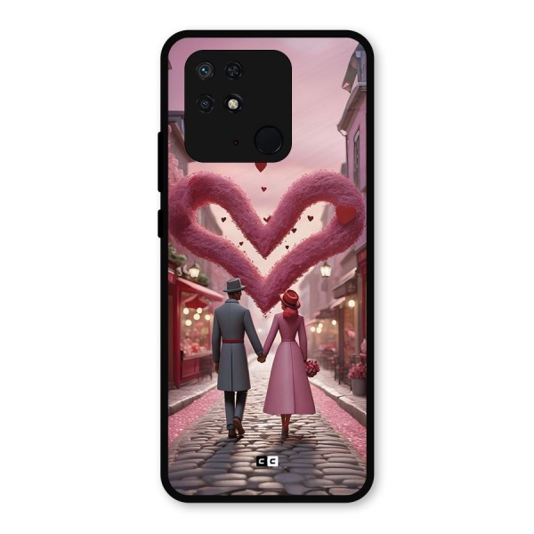 Valetines Couple Walking Metal Back Case for Redmi 10 Power