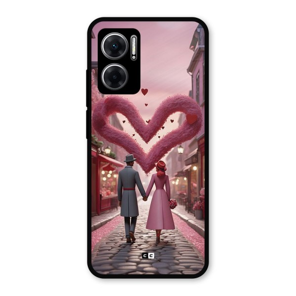 Valetines Couple Walking Metal Back Case for Redmi 11 Prime 5G