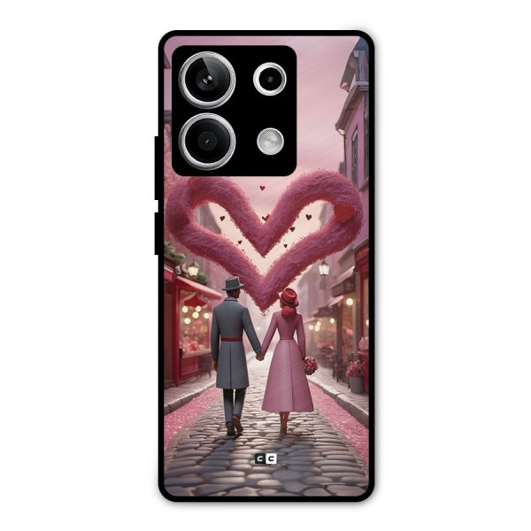 Valetines Couple Walking Metal Back Case for Redmi Note 13 5G