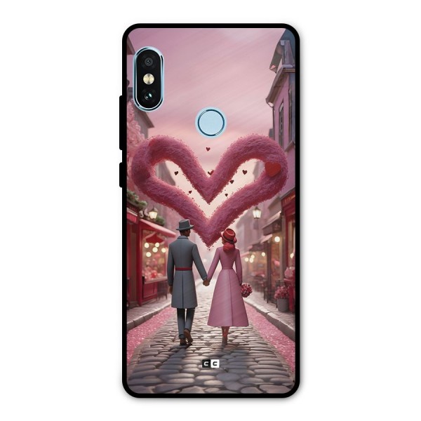Valetines Couple Walking Metal Back Case for Redmi Note 5 Pro