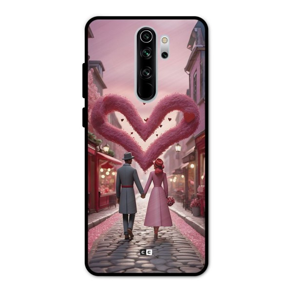 Valetines Couple Walking Metal Back Case for Redmi Note 8 Pro