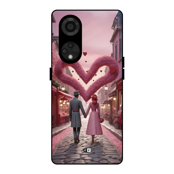 Valetines Couple Walking Metal Back Case for Reno8 T 5G