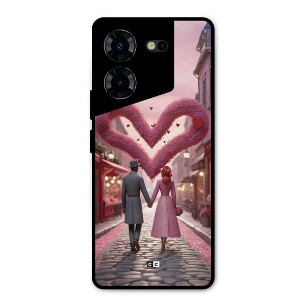 Valetines Couple Walking Metal Back Case for Tecno Pova 5 Pro 5G