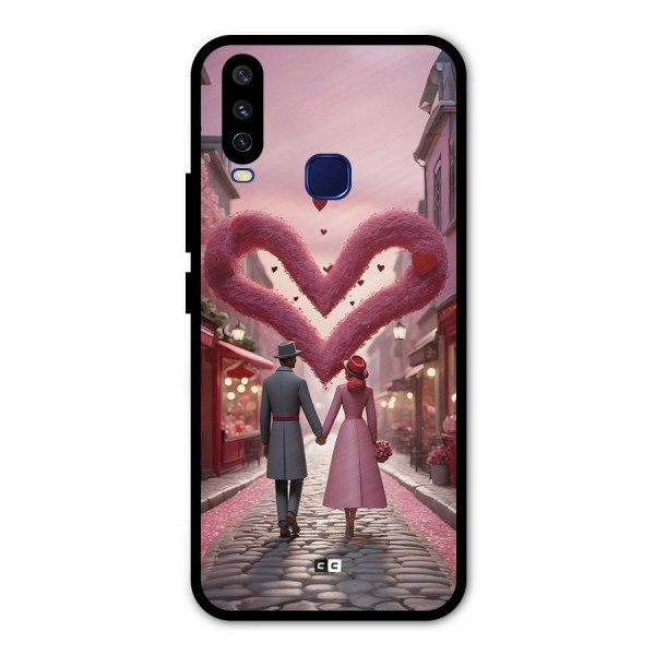 Valetines Couple Walking Metal Back Case for Vivo V17