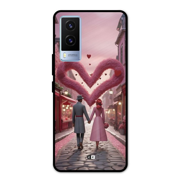 Valetines Couple Walking Metal Back Case for Vivo V21e 5G