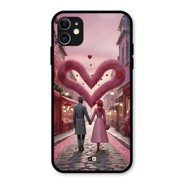 Valetines Couple Walking Metal Back Case for iPhone 11