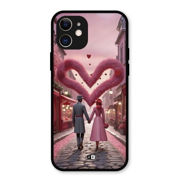 Valetines Couple Walking Metal Back Case for iPhone 12