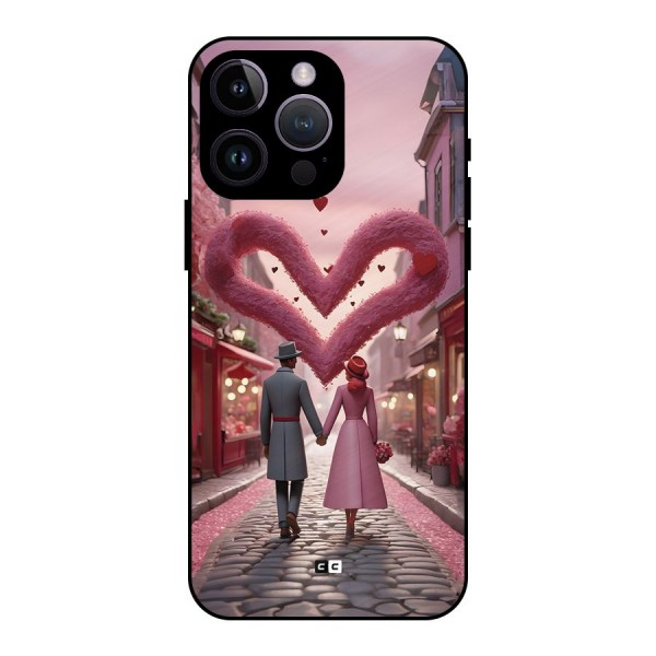 Valetines Couple Walking Metal Back Case for iPhone 14 Pro Max