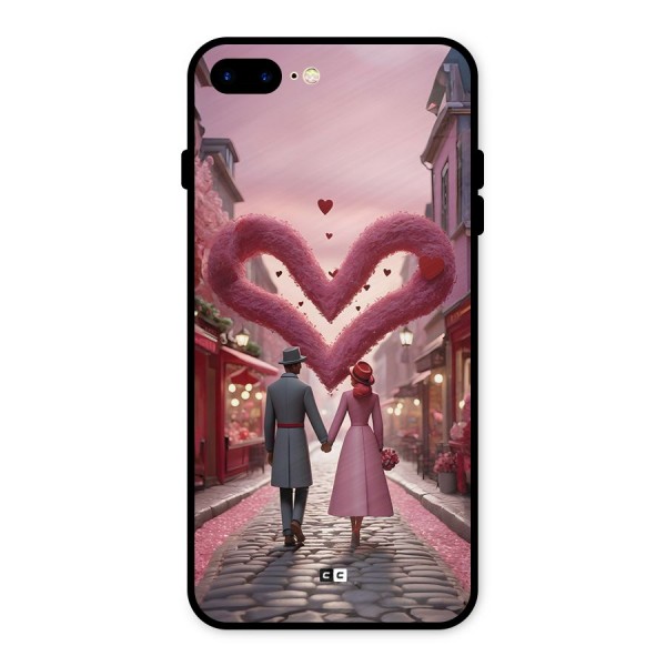 Valetines Couple Walking Metal Back Case for iPhone 8 Plus