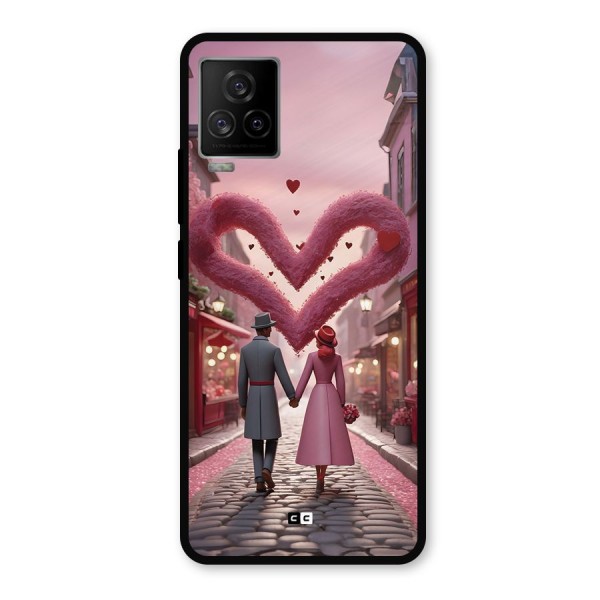 Valetines Couple Walking Metal Back Case for iQOO 7 Legend 5G