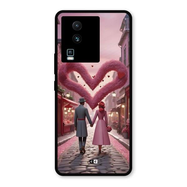 Valetines Couple Walking Metal Back Case for iQOO Neo 7 Pro