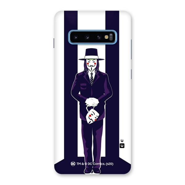 Vendetta Gentleman Holding Mask Illustration Back Case for Galaxy S10 Plus