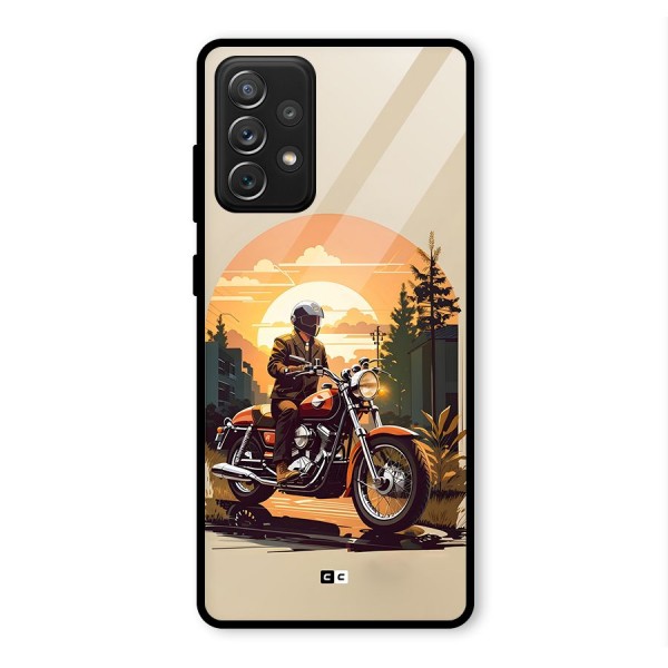 Vintage Bike Art Glass Back Case for Galaxy A72