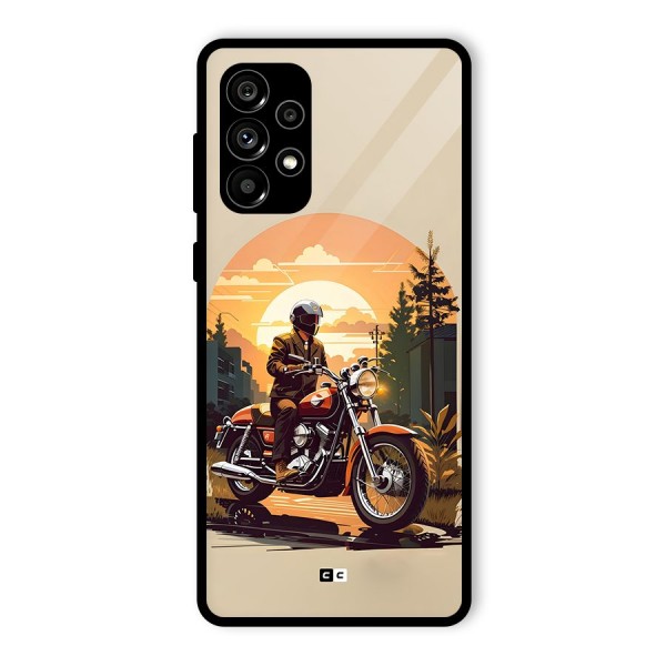 Vintage Bike Art Glass Back Case for Galaxy A73 5G