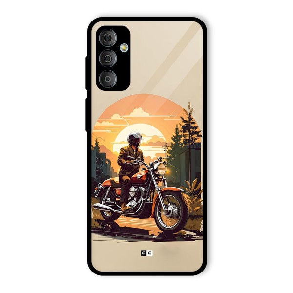 Vintage Bike Art Glass Back Case for Galaxy F23