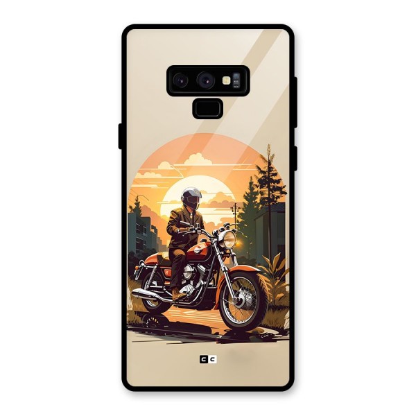 Vintage Bike Art Glass Back Case for Galaxy Note 9