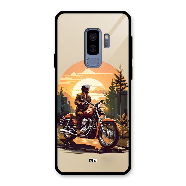 Vintage Bike Art Glass Back Case for Galaxy S9 Plus