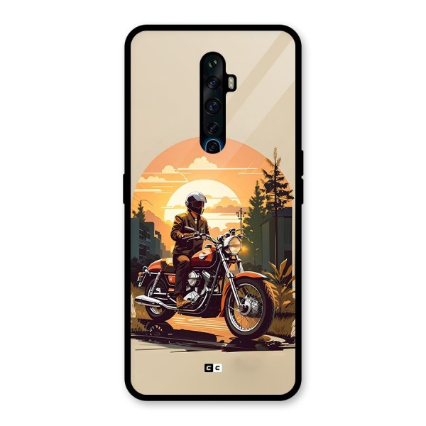 Vintage Bike Art Glass Back Case for Oppo Reno2 F