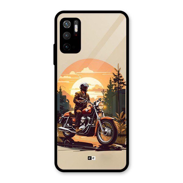 Vintage Bike Art Glass Back Case for Poco M3 Pro 5G