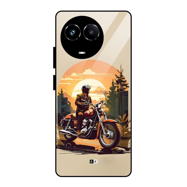Vintage Bike Art Glass Back Case for Realme 11X