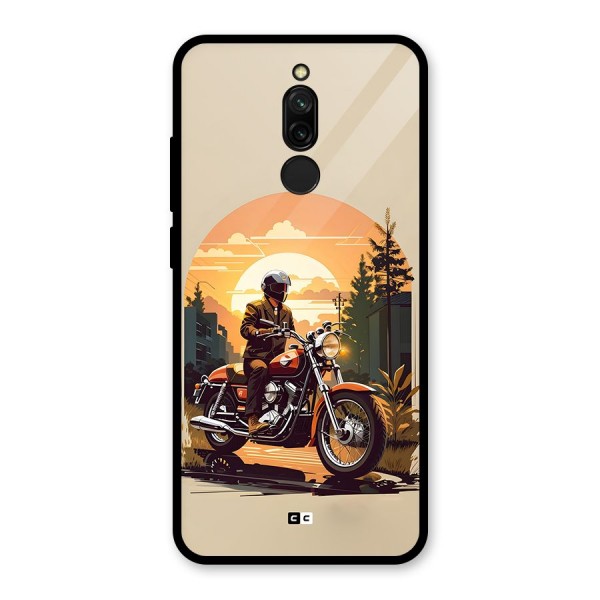 Vintage Bike Art Glass Back Case for Redmi 8