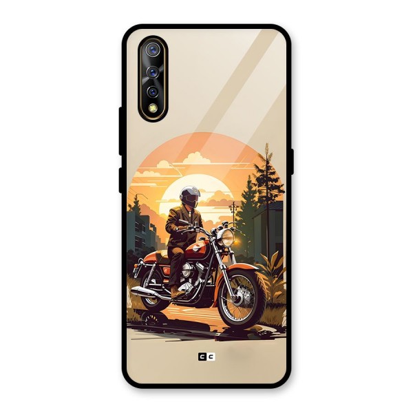 Vintage Bike Art Glass Back Case for Vivo S1