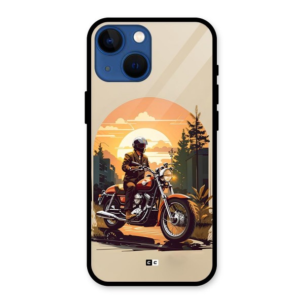Vintage Bike Art Glass Back Case for iPhone 13 Mini