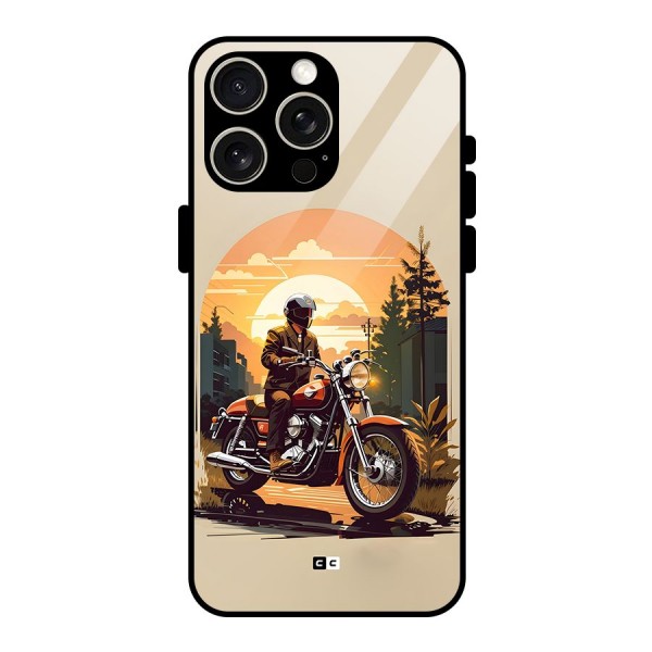 Vintage Bike Art Glass Back Case for iPhone 15 Pro Max