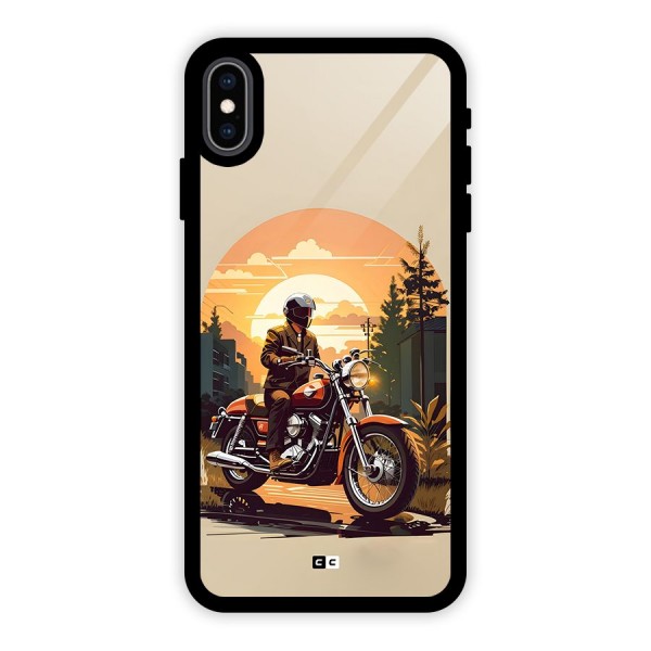 Vintage Bike Art Glass Back Case for iPhone XS Max