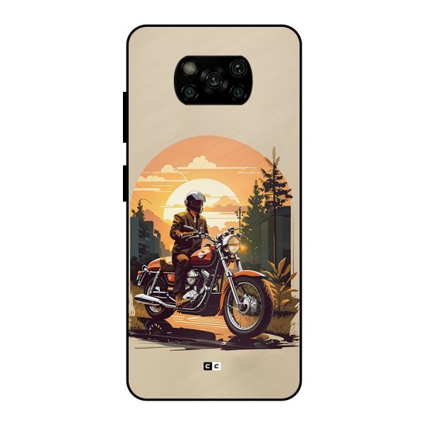 Vintage Bike Art Metal Back Case for Poco X3