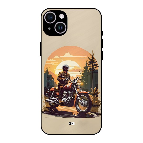 Vintage Bike Art Metal Back Case for iPhone 14 Plus