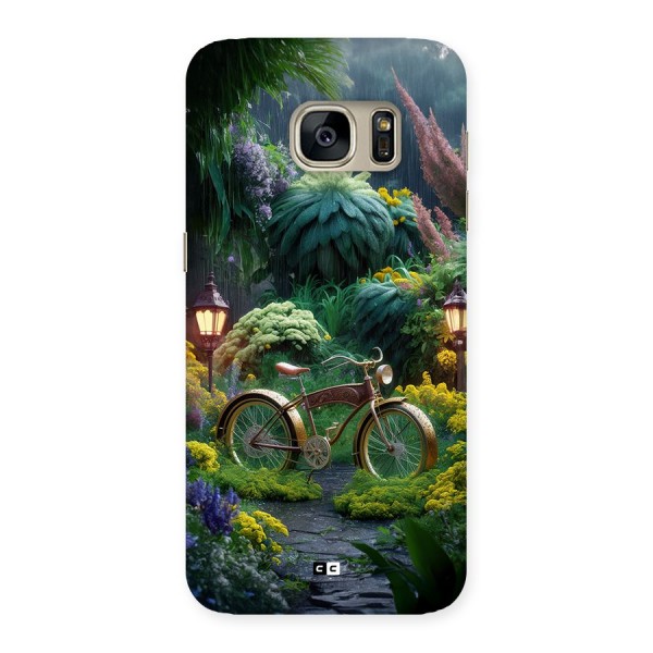 Vintage Cycle In Garden Back Case for Galaxy S7