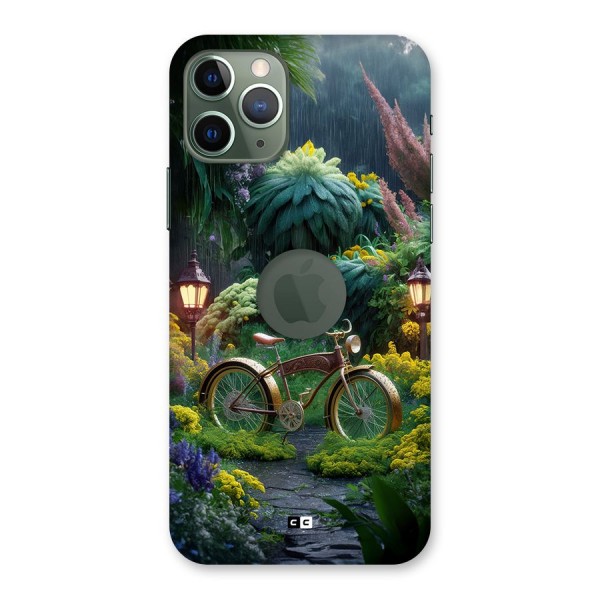 Vintage Cycle In Garden Back Case for iPhone 11 Pro Logo Cut