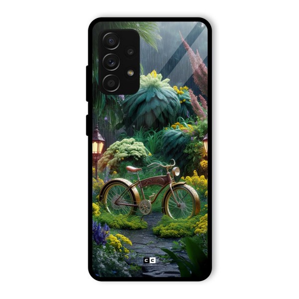 Vintage Cycle In Garden Glass Back Case for Galaxy A53 5G
