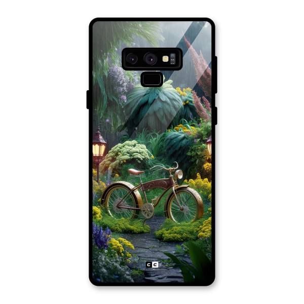Vintage Cycle In Garden Glass Back Case for Galaxy Note 9
