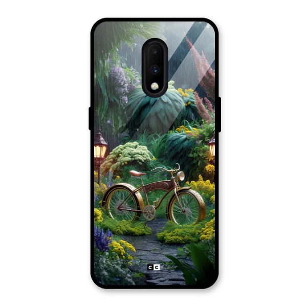Vintage Cycle In Garden Glass Back Case for OnePlus 7