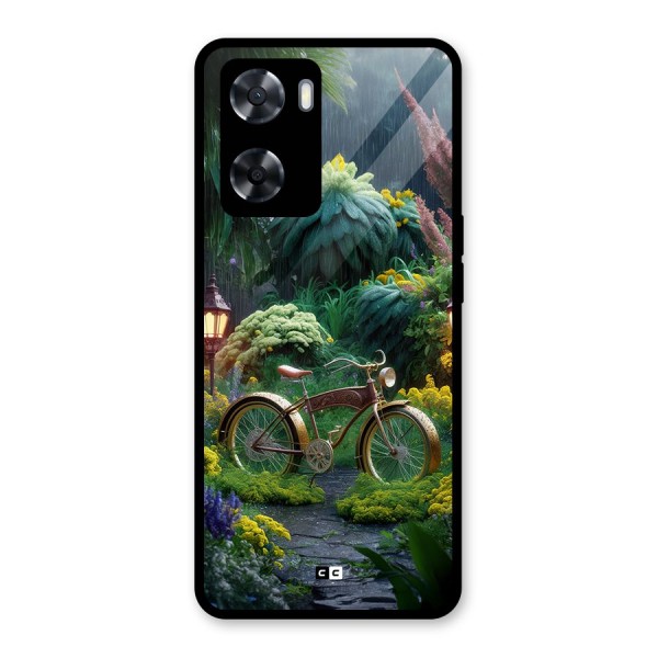 Vintage Cycle In Garden Glass Back Case for Oppo A57 2022