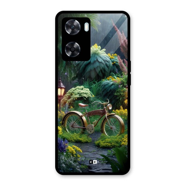 Vintage Cycle In Garden Glass Back Case for Oppo A77