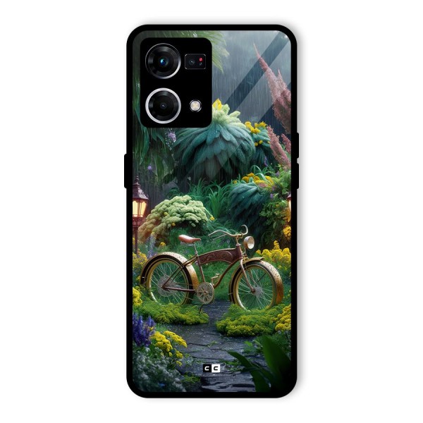 Vintage Cycle In Garden Glass Back Case for Oppo F21s Pro 4G
