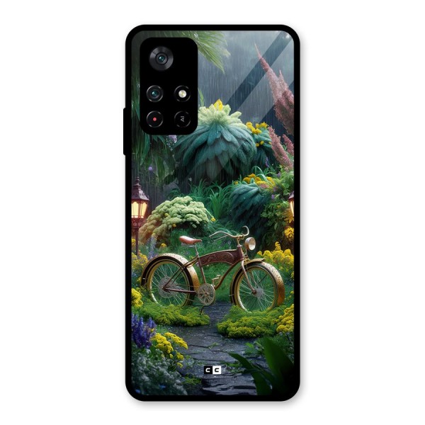 Vintage Cycle In Garden Glass Back Case for Poco M4 Pro 5G