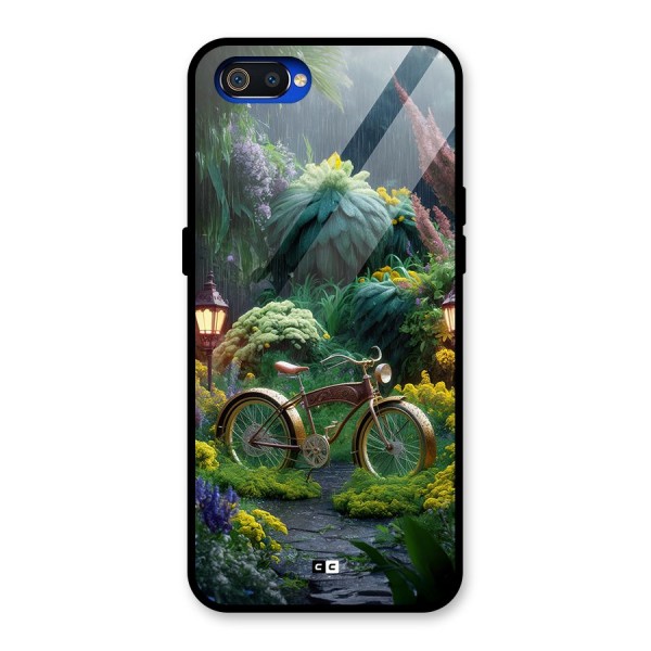 Vintage Cycle In Garden Glass Back Case for Realme C2