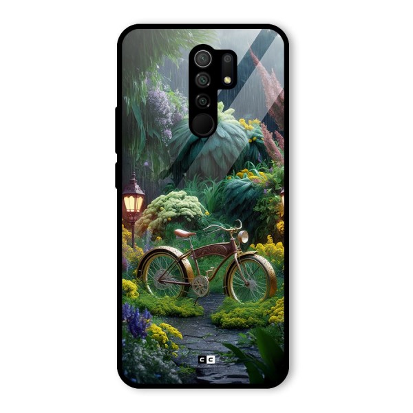Vintage Cycle In Garden Glass Back Case for Redmi 9 Prime