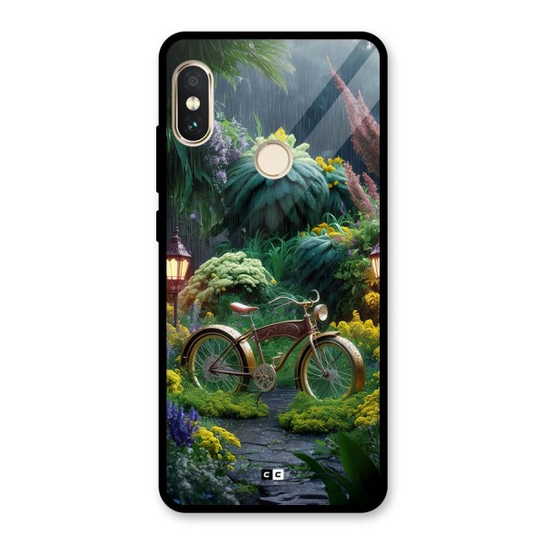 Vintage Cycle In Garden Glass Back Case for Redmi Note 5 Pro