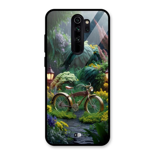 Vintage Cycle In Garden Glass Back Case for Redmi Note 8 Pro