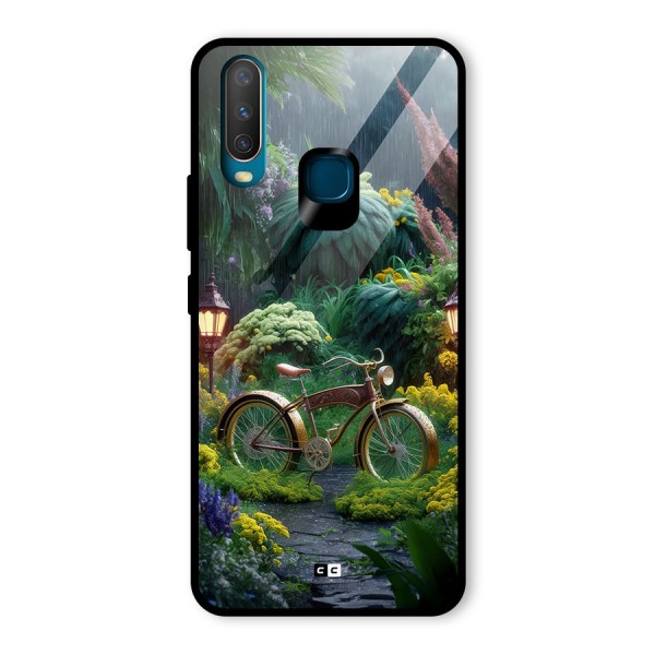 Vintage Cycle In Garden Glass Back Case for Vivo Y15